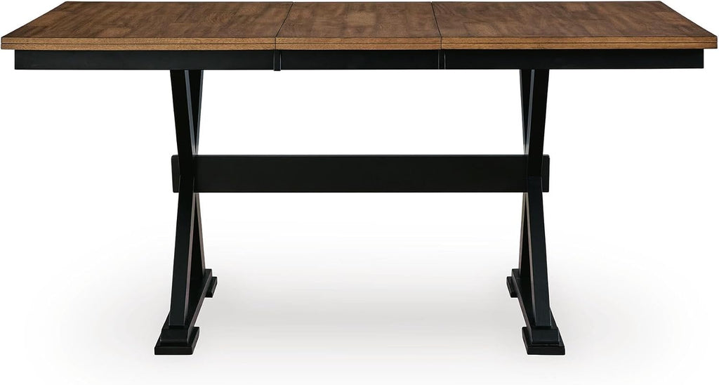 Signature Design by Ashley Farmhouse Counter Height Dining Table, Brown | Hardwood solids mango wood veneer and MDF substrate, Two-tone finish, 18 in self-storing butterfly leaf, Wildenauer Series