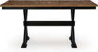 Signature Design by Ashley Farmhouse Counter Height Dining Table, Brown | Hardwood solids mango wood veneer and MDF substrate, Two-tone finish, 18 in self-storing butterfly leaf, Wildenauer Series