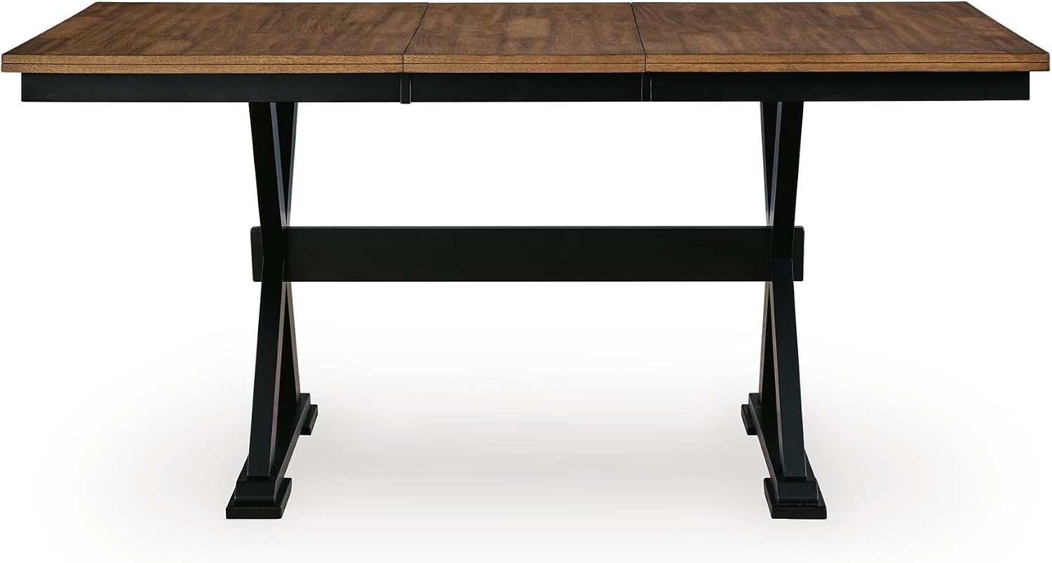 Signature Design by Ashley Farmhouse Counter Height Dining Table, Brown | Hardwood solids mango wood veneer and MDF substrate, Two-tone finish, 18 in self-storing butterfly leaf, Wildenauer Series