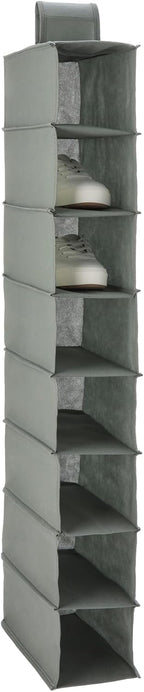 Amazon Basics 8-Tier Hanging Closet Shelf Shoe Organizer, Space Saving Storage, Foldable, 11.5 x 41 x 5.5 in, Dark Grey | for Closet Storage