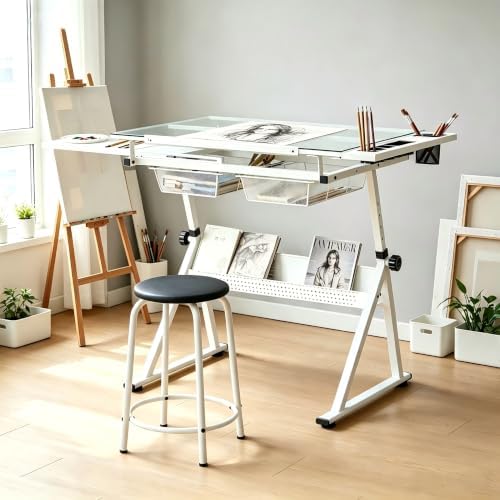 Garvee Drafting Table w/Stool, Height Adjustable Drawing Table