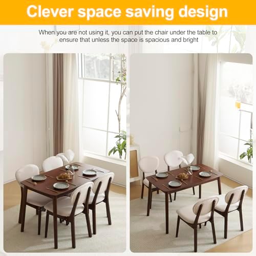Karl home 5-Piece Farmhouse Dining Table Set for 4, Solid Wood Frame,Walnut