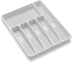 madesmart Classic Large Silverware Tray - White |Classic Collection | 6-Compartments| Kitchen Drawer Organizer | Soft-Grip Lining and Non-Slip Rubber Feet | BPA-Free (Pack of 6)