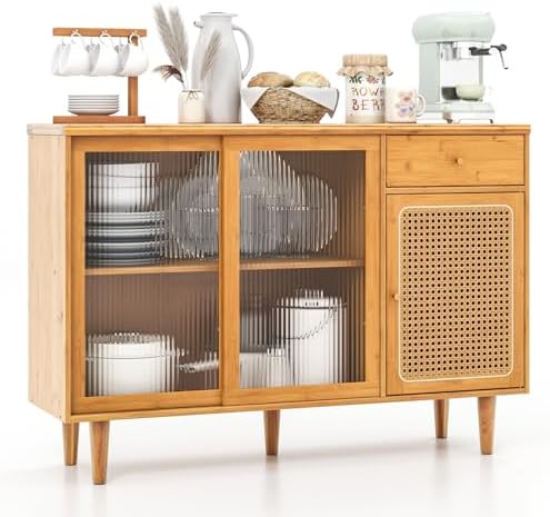 LOKO Modern Buffet Cabinet, Boho Coffee Bar Cabinet