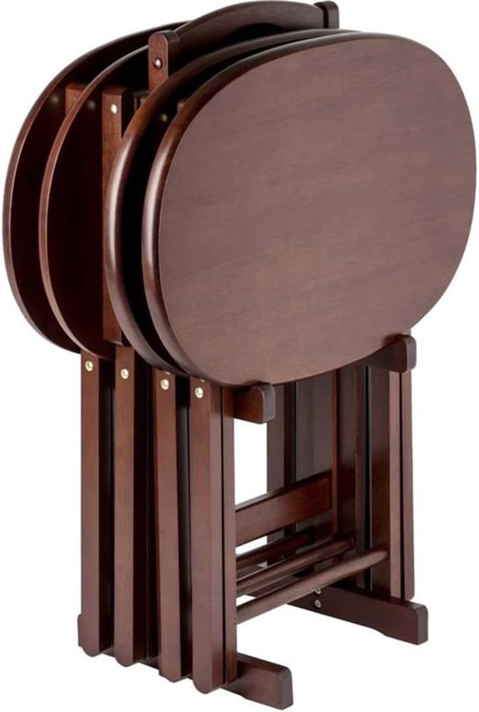 Pemberly Row 5-Piece Solid Wood Snack Table Set, Oval Shape, Cappuccino Finis...