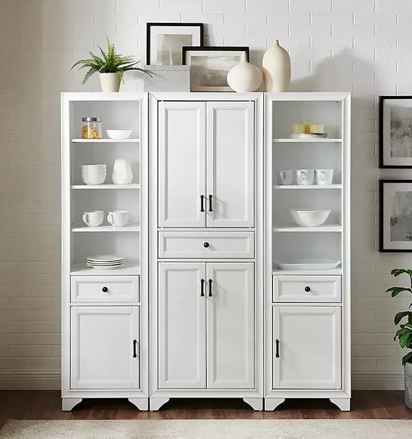 3-Piece Kitchen Storage Cabinet Set, Tall Pantry with Shelves and Drawers, Mo...
