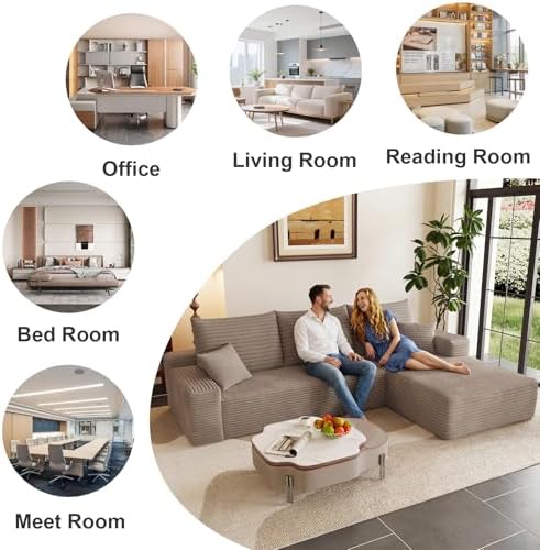 95" Cloud Sectional Couch with L-Shape Chaise, Modular Comfy Sofa Chaise...