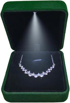 GBYAN Pendant Necklace Box with LED Light, Necklace Gift Box Velvet Jewelry Display Case for Proposal Engagement Wedding and Birthday,Emerald Green