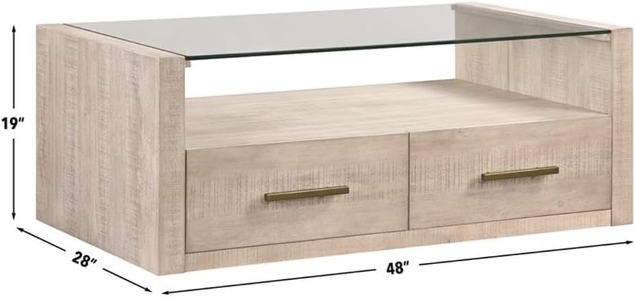 Pemberly Row Contemporary 3-Piece Coffee Table Set, Acacia Wood Veneers, Toff...