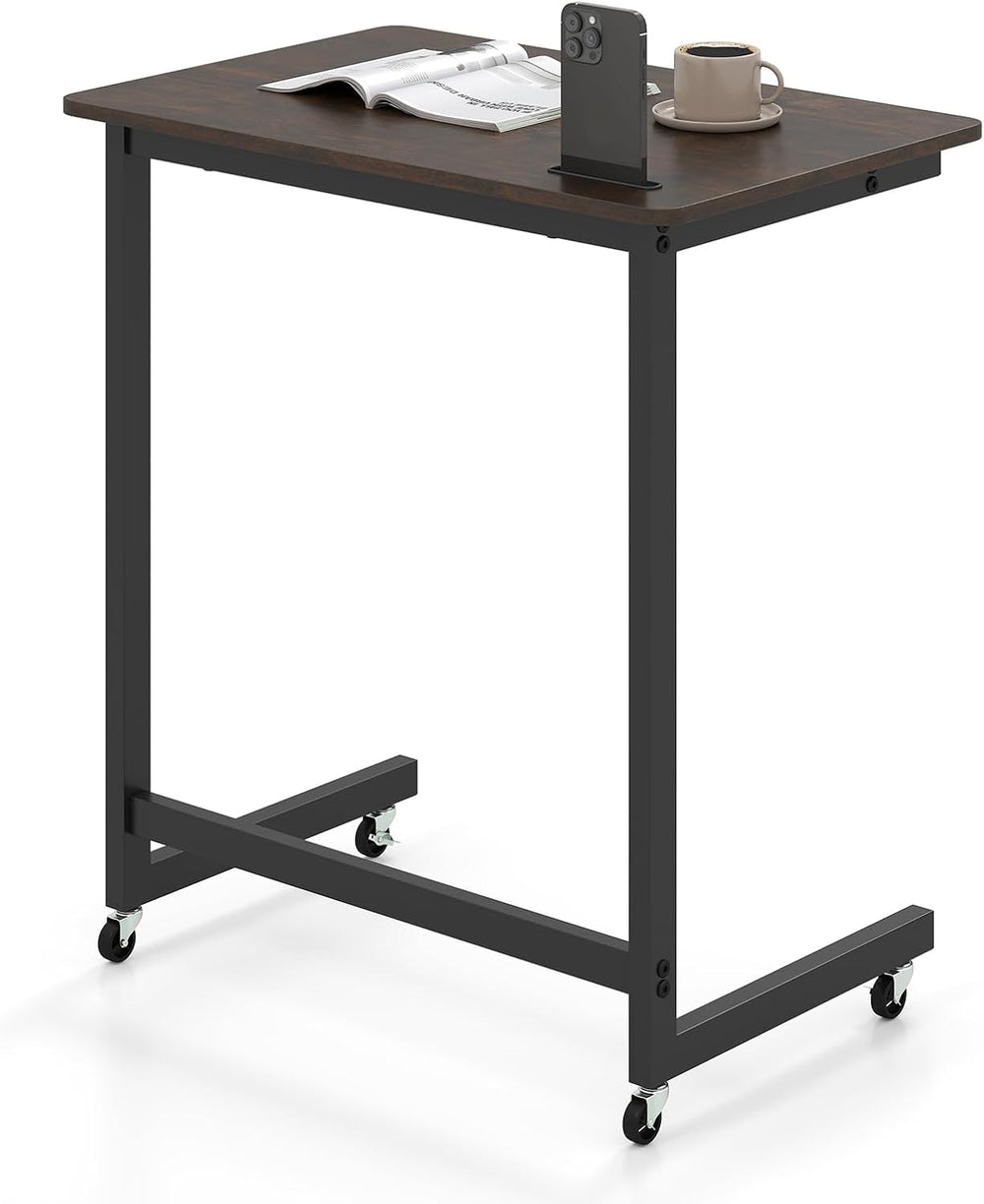 GOFLAME Rolling C Shaped End Table, Couch Sofa Side Table with Wheels, Phone ...