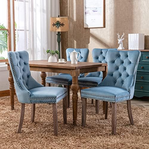 KEIKI Tufted Dining Room Chairs Set of 2, Velvet Kitchen Nailhead Trim Chairs...
