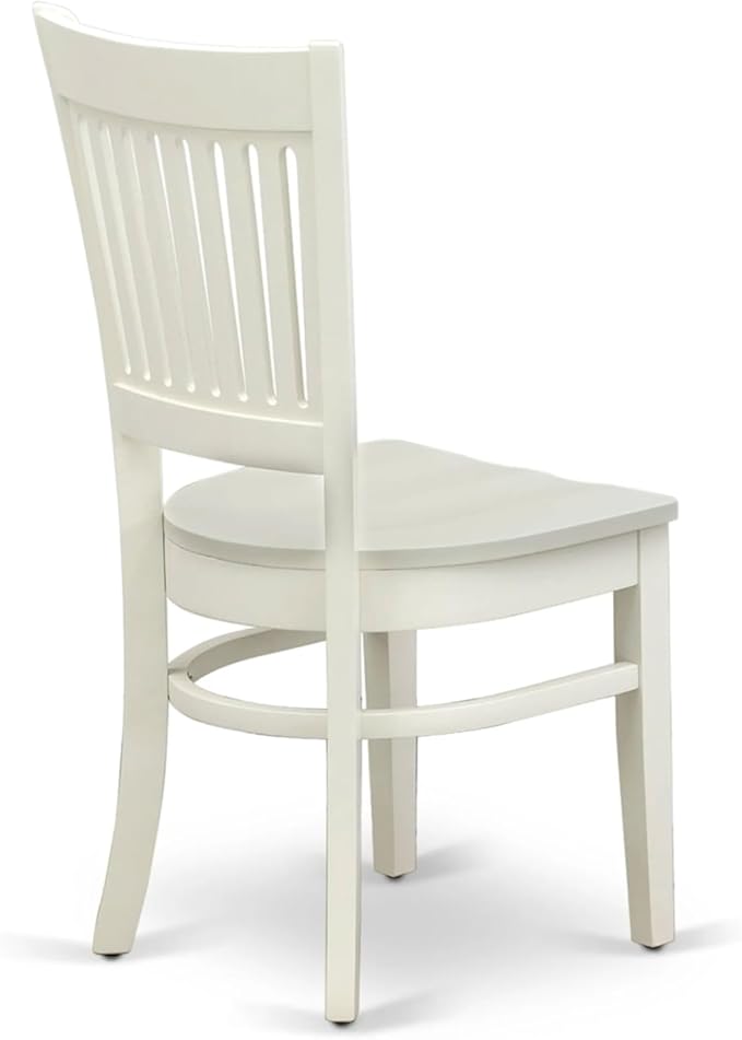 East West Furniture AMVA5-LWH-W 5 Piece Kitchen Table & Chairs Set Includes a Round Dining Room Table with Pedestal and 4 Dining Chairs, 36x36 Inch, Linen White