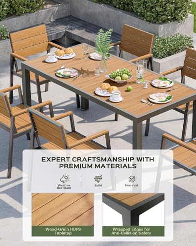 Vexwalx 7-Piece Outdoor Dining Set, Aluminum Dining Table Set for 6, Patio Ta...