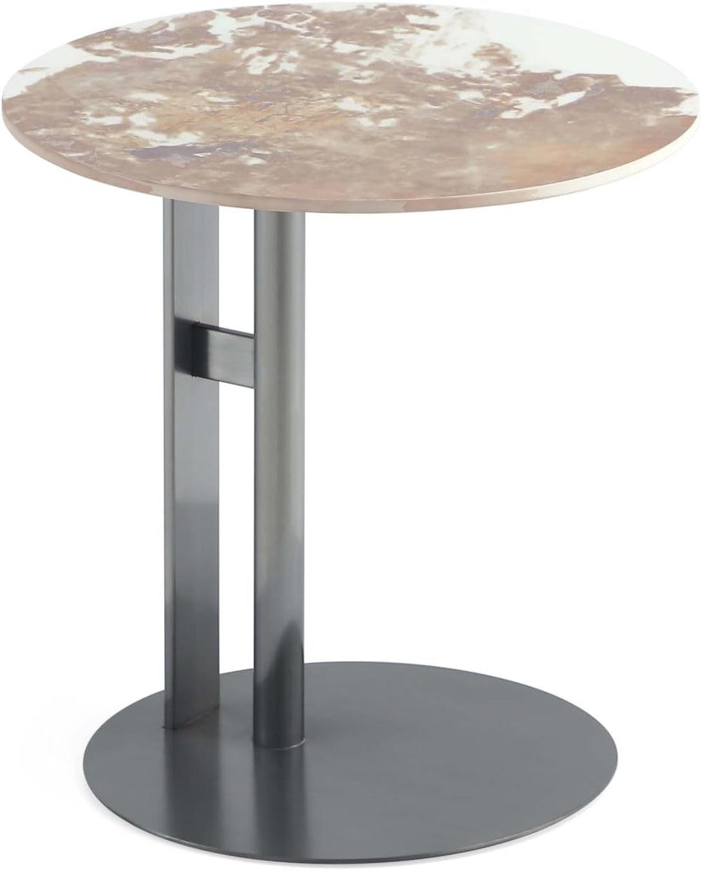 Manhattan Comfort Alondra 2 Piece Set, Round End and Coffee Tables with Sinte...