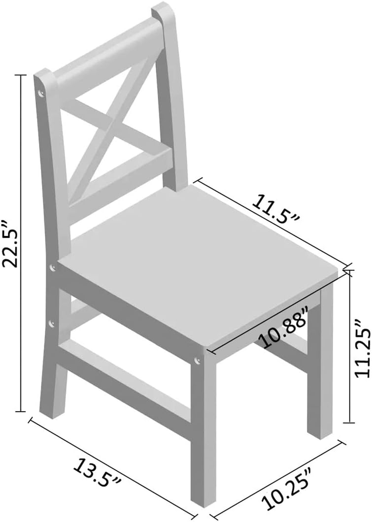 Solid Hard Wood Kids Table and Chair Set, Coffee, 5 Piece | 4 Chairs Included, Rubberwood