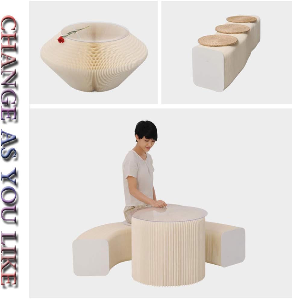 Accordion Paper Folding Sofa Chair,Versatile,Can Be Used As A Coffee Table,Shoe Change Stools and Benches,can Meet Your Various Needs,White