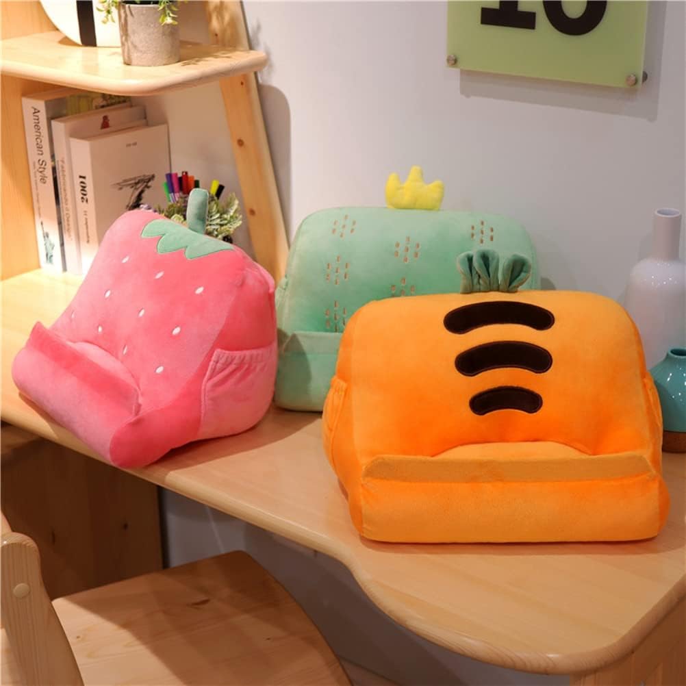 Dpofirs Pillow Tablet Stand, Soft Plush Tablet Holder with Storage Pockets for Kids, Compatible with pads Tablet Phone, Sturdy Fluffy Cushion for Home Travel School Birthday Christmas (rose)
