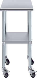 AmGood 18" Long x 18" Deep Stainless Steel Table with Casters