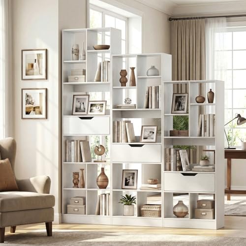 Tangkula 61” Tall Open Bookcase with Drawer, 8-Cube Display Storage Cabinet O...