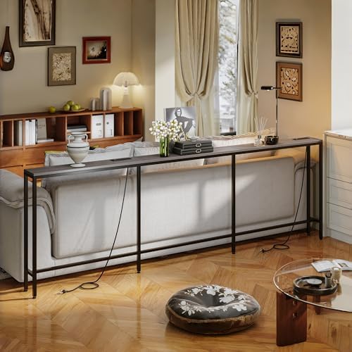 102.4" Behind Couch Table with 2 Fast Charging Stations, 7.1" Narro...