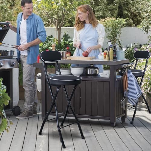 Uwear Portable Folding Stool,Folding Bar Stool with Back,Leather Padded Count...