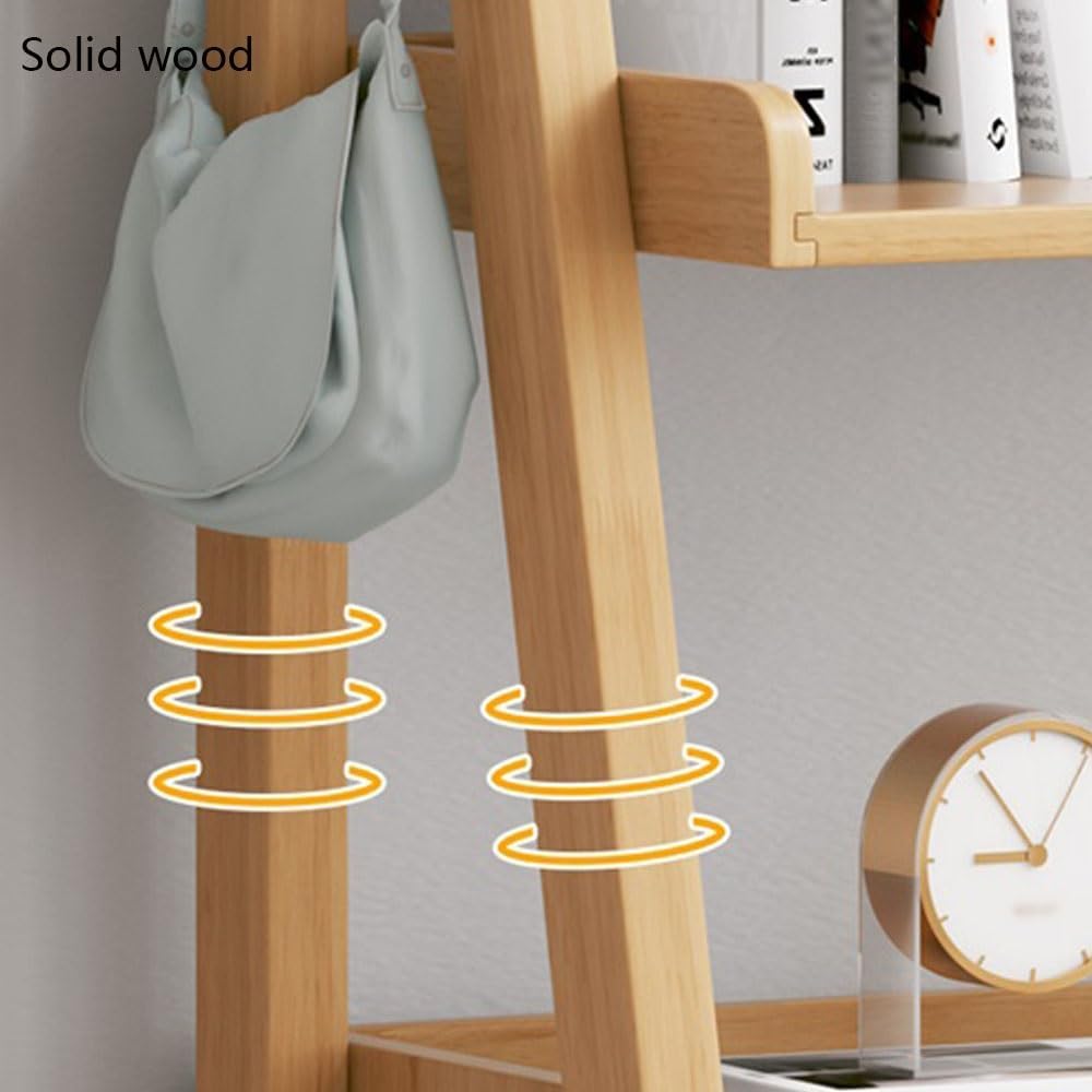 4-Tier Rustic Wood Ladder Shelf, Freestanding Bookcase & Storage Organizer for Living Room, Home Office, Bedroom, Balcony - Stylish and Functional Boohelf Rack