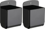 Cosmos Pack of 2 Acrylic Remote Control Holder Adhesive Wall Mount Phone Holder Wall Mount Organizer Media Storage Box Phone Charging Storage Box for Home Office Living Room Bedroom (Solid Black)