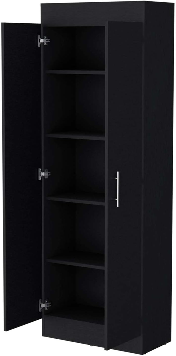 Black 5-Shelf Storage Pantry Cabinet