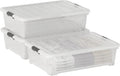 Xyskin 50 Quart Under-Bed Storage Container Organizer Bin with Latching Lids, Large Wheeled Storage Box for Garage, Closet, Clear, 3 Pack