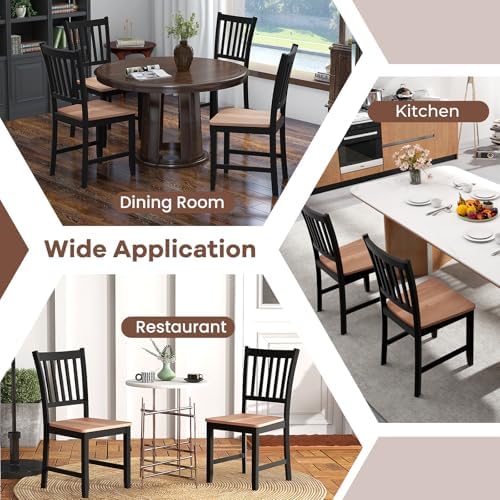 NAFORT Wooden Dining Chairs Set of 4, High Back Kitchen Chairs with Solid Rub...