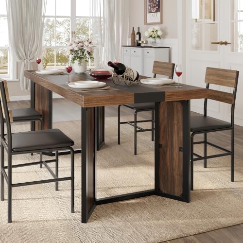 Industrial Dining Table for 6-8 People, 71" Large Long Wooden Kitchen Ta...