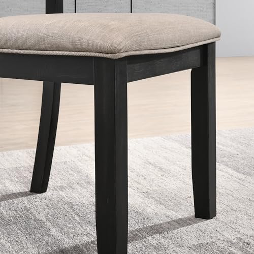 Roundhill Furniture Windvale Fabric Upholstered Dining Chair, Set of 2, Black