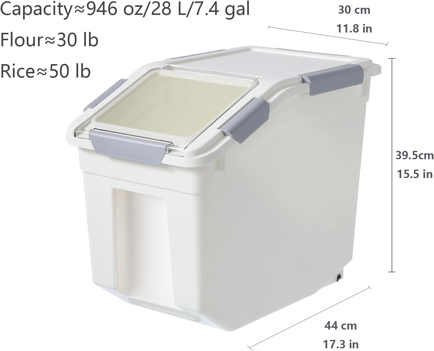 CITY BABY 2 Pack Airtight Flour Storage Container With Scoop,Dry Food, Sugar, Baking Supplies,Rice Container Set -BPA Free- Pet Food Storage Container,Dog Cat Birds Food Bin(30LB)
