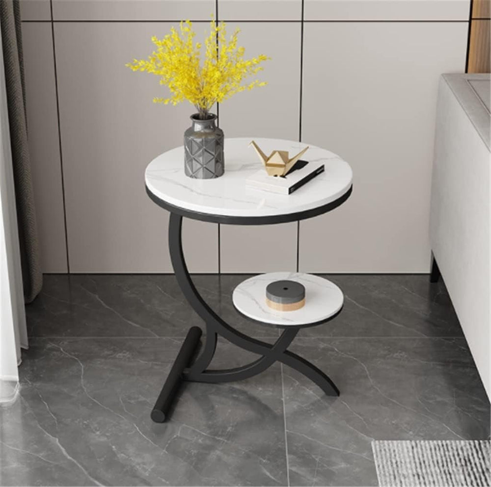 Rock Slab Side Table Fashion Round Living Room Small Coffee Balcony Sofa Corn...