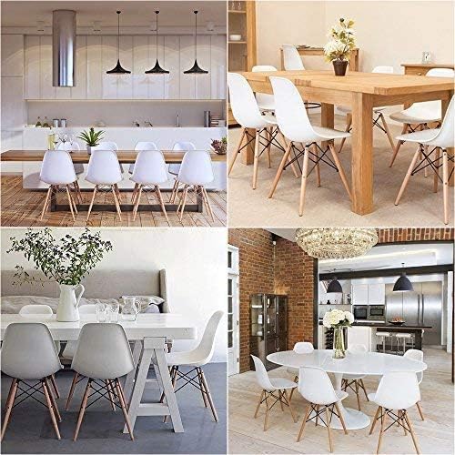 Devoko Modern Style Dining Chairs Mid Century Pre Assembled DSW Chair Classic Shell Lounge Plastic Side Chairs for Dining Room, Kitchen, Living Room Set of 4 (Cream)