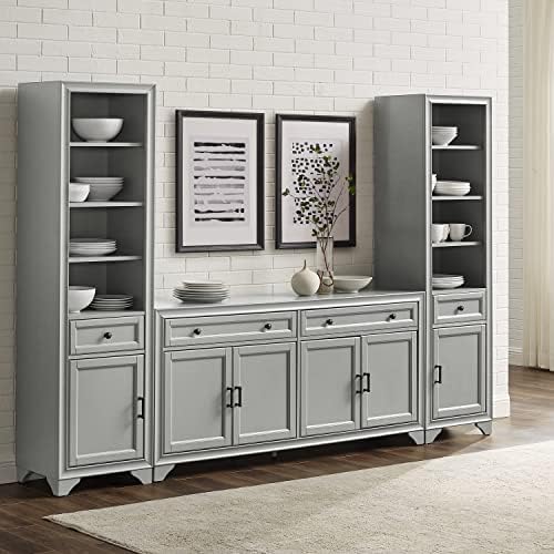Crosley Furniture Tara 3-Piece Farmhouse Sideboard & Bookcase Set