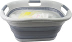 SAMMART 30L (7.9 Gallon) Collapsible Plastic Laundry Basket - Foldable Pop Up Storage Container/Organizer - Portable Washing Tub - Space Saving Hamper/Basket (1, Grey/Dark Grey)