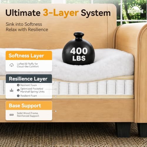 SUNSHINE VALLEY 116" Oversized Modular Sectional Couch L Shaped Living R...