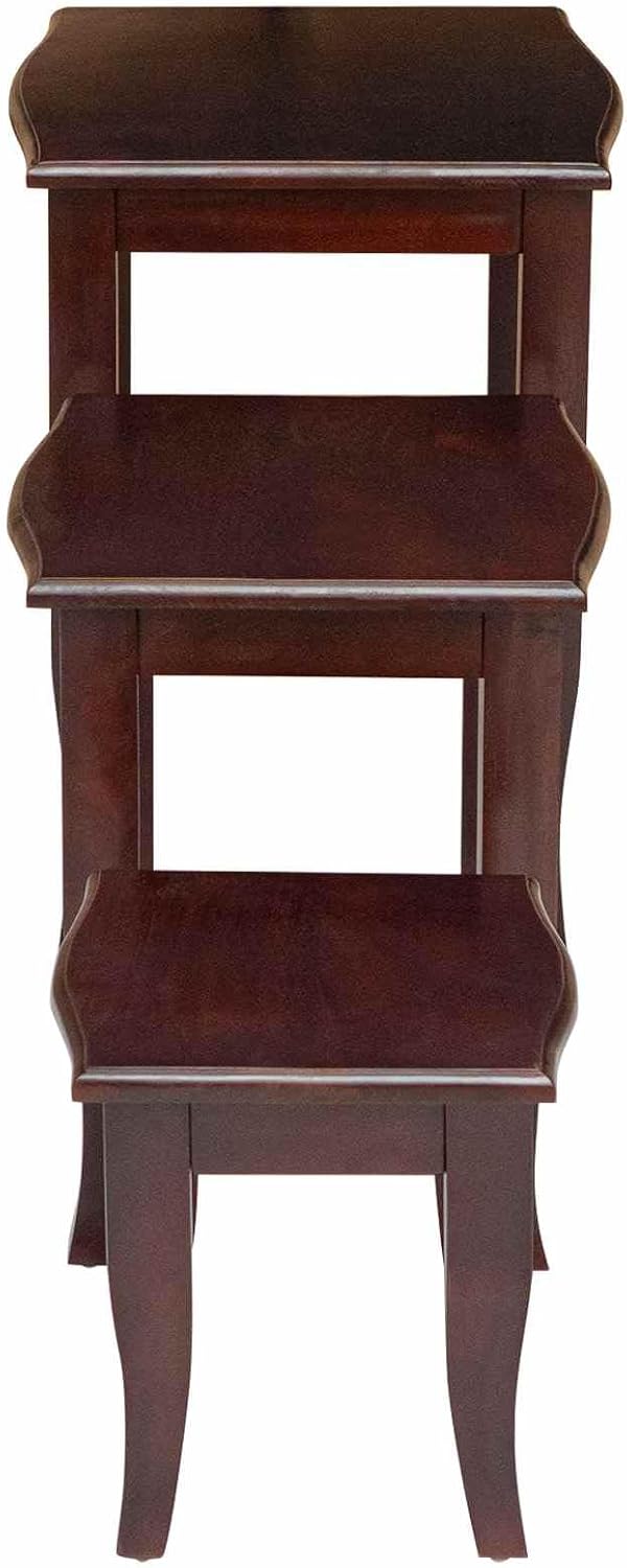 Nesting Side Tables 3 Pieces Solid Mahogany Wood | Space Saving Set, Easy Cle...