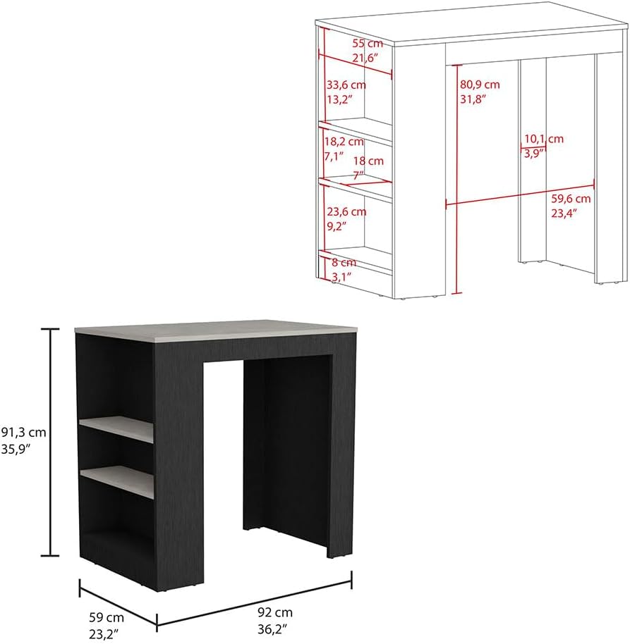 Kitchen Island with 3-Side Shelves, Multicolor, Engineered Wood | Multicolor ...