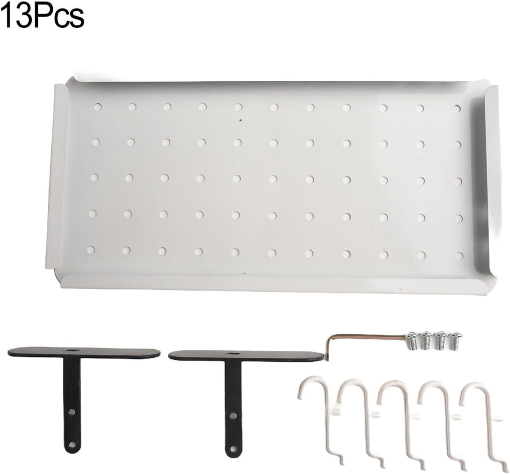 Storage Pegboard for Wall Organization, 14.2" X 7.1" Magnetic-Friendly Steel Panel for DIY Crafts, Mail
