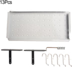 Storage Pegboard for Wall Organization, 14.2" X 7.1" Magnetic-Friendly Steel Panel for DIY Crafts, Mail