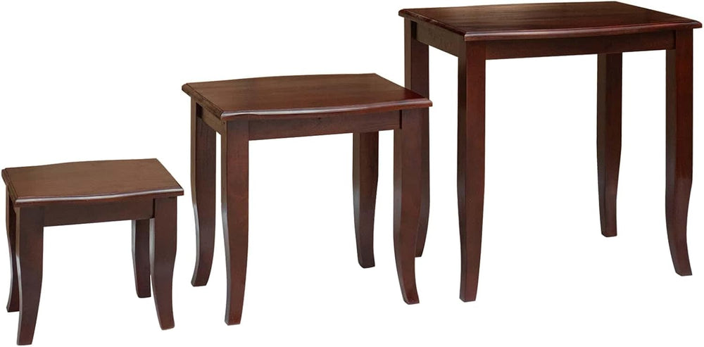 Nesting Side Tables 3 Pieces Solid Mahogany Wood | Space Saving Set, Easy Cle...