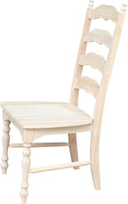 IC International Concepts Set of 2 Maine LadderBack Chairs Dining/Kitchen/Study/Balcony, Solid Wood, Parawood Construction, 20.1"W x 22.6"D x 42.1"H, Ready to Paint or Stain in Any Color, Unfinished