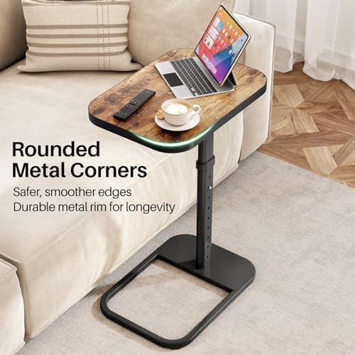 Kitstorack TV Tray Table, Adjustable Height & Flip-Top & Rounded Meta...