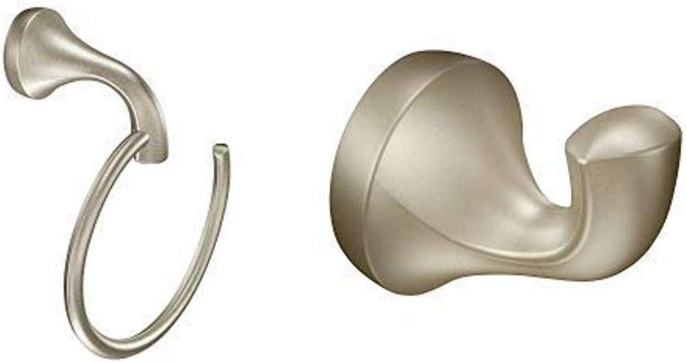 Moen YB2886BN Eva Bathroom Towel Ring, Brushed Nickel with Moen YB2803BN Eva ...