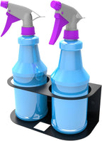 JINGCHENGMEI 2Pcs of 2 Spray Bottles Holder, Steel Wall Mount Storage Organizer for All-Purpose at Garage and Home (SBH-2B2Pcs)