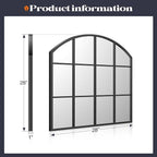 Wide Window Mirror, 28" x 28" Farmhouse Arched Wall Mirror, Rustic Windowpane Mirrors Large Grid for Living Room Bedroom Farmhouse Fireplace Hallway Entryway