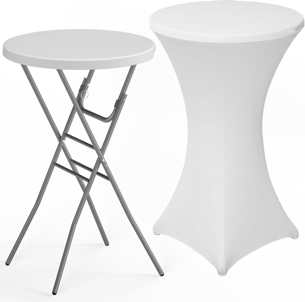 28" Round Folding Table with Cover, Foldable Cocktail Table with Handle ...