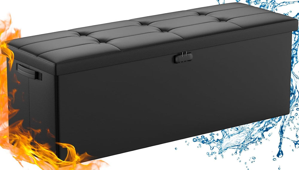 DocSafe Storage Ottoman Bench,Fireproof＆Waterproof Folding Bench with Lock(15...